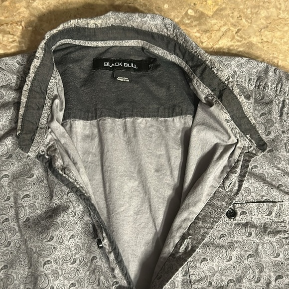 Black Bull Men shirt XL, grey/ blue  two tone, cotton blend ,paisley,office - Picture 3 of 11